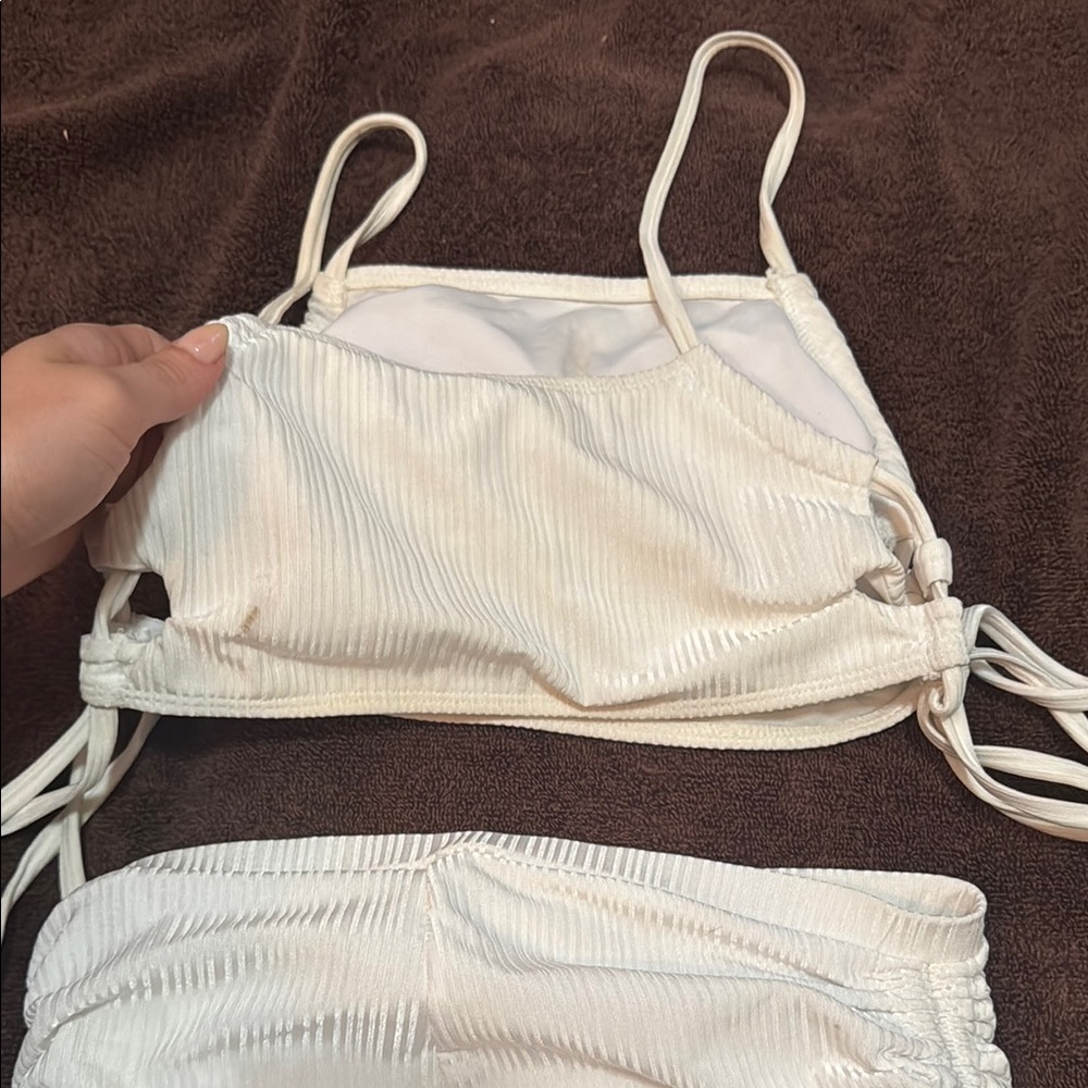 White Ruched Bikini Set - Picture 3 of 5